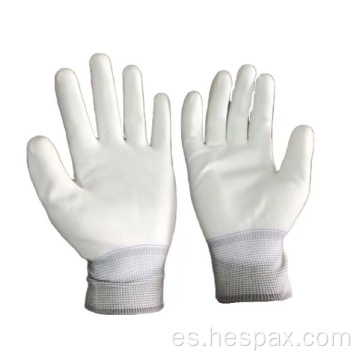 Guantes de PU anti estáticos de nylon negro de nylon hespax